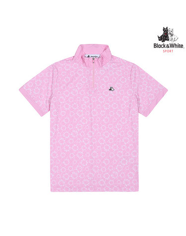 [블랙앤화이트] 여성 프린트 하이넥 냉감 반팔 티셔츠 9515LZSS_PINK