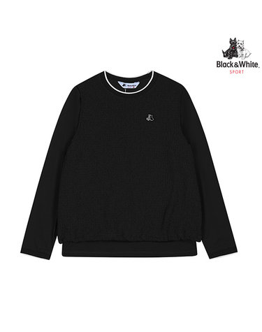 [블랙앤화이트] 여성 우븐 레이어드 긴팔 티셔츠 9405LZSP_BLACK