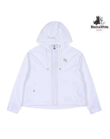 [블랙앤화이트] 여성 니트 배색 오버핏 후드 점퍼 1155LZGN_WHITE