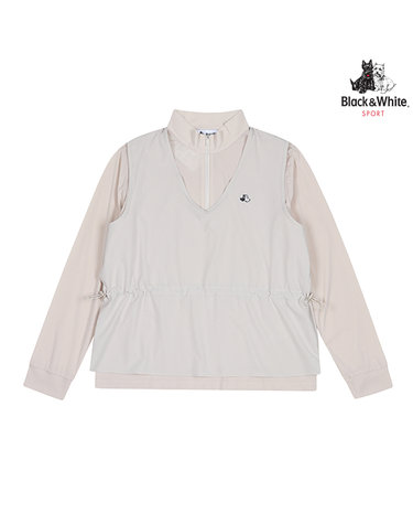 [블랙앤화이트] 여성 반하이넥 우븐패치 티셔츠 9105LZSN_BEIGE