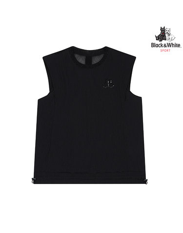 [블랙앤화이트] 여성 등판 메쉬 배색 라운드넥 베스트 9825LZSN_BLACK