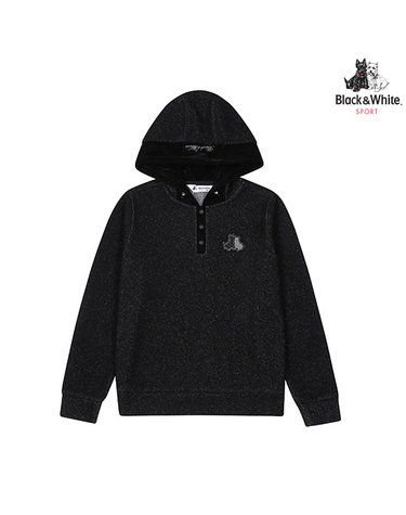 [블랙앤화이트] 여성 우븐패치 후드 티셔츠 9424LXSP_BLACK