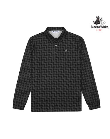 [블랙앤화이트] 남성 로고 하운드투스 프린트 티셔츠 9335GDPP_BLACK