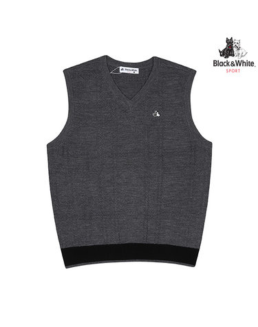 [블랙앤화이트] 남성 체크 변형 조직 베스트 2005GBVW_GREY