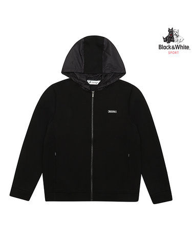 [블랙앤화이트] 남성 후드 우븐 배색 쿠션지 풀오픈 6202GXLP_BLACK