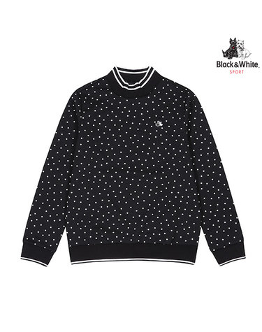 [블랙앤화이트] 여성 도트패턴 맨투맨 티셔츠 9405LBPP_BLACK