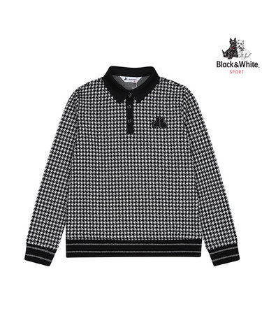 [블랙앤화이트] 여성 하운드투스 패턴 블루종 티셔츠 9325LBJP_BLACK