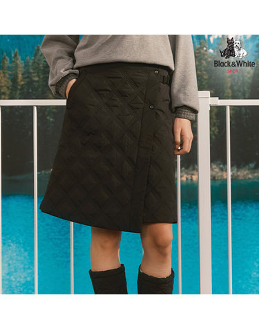 [블랙앤화이트] 여성 벨트 장식 퀼팅 랩스커트 4015LBWP_BLACK