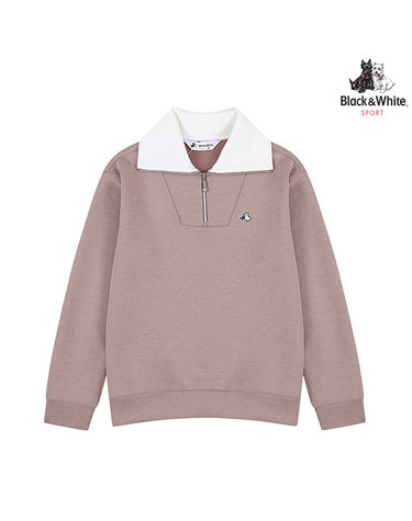 [블랙앤화이트] 여성 쿠션지 카라 배색 반집업 티셔츠 9105LBSP_BEIGE