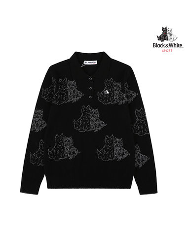 [블랙앤화이트] 여성 메탈 테리어 폴로 스웨터 2205LBKC_BLACK