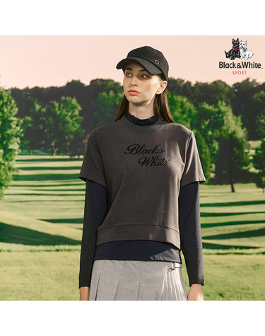 [블랙앤화이트] 여성 반팔 레이어드 티셔츠 9225LBSR_GREY