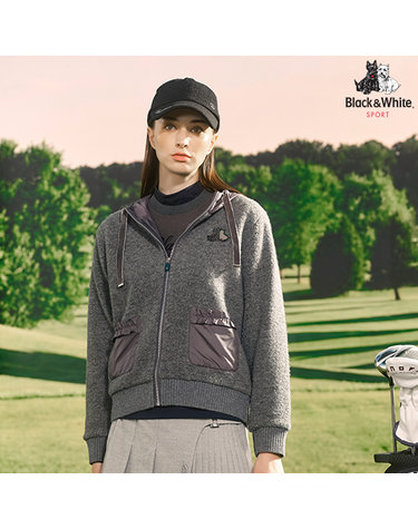 [블랙앤화이트] 여성 겨울 부클 후드 집업 6205LBSW_GREY