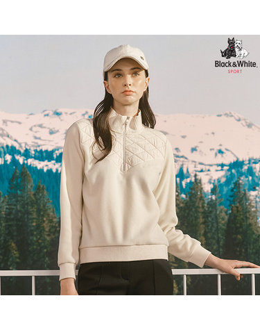 [블랙앤화이트] 여성 패딩 믹스 반집업 티셔츠 9115LBSP_IVORY
