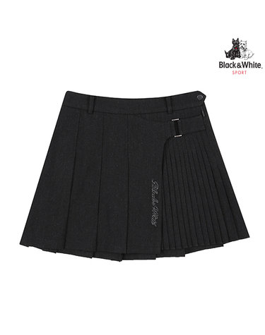 [블랙앤화이트] 여성 벨트 장식 플리츠 믹스 스커트 4005LBWR_CHARCOAL
