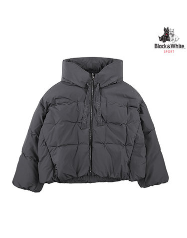 [블랙앤화이트] 여성 펀칭 자수 오버핏 미들 다운 점퍼 1175LBWP_GREY