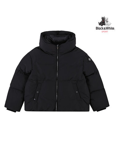 [블랙앤화이트] 여성 배색 카라 크롭 다운 점퍼 1215LDWP_BLACK