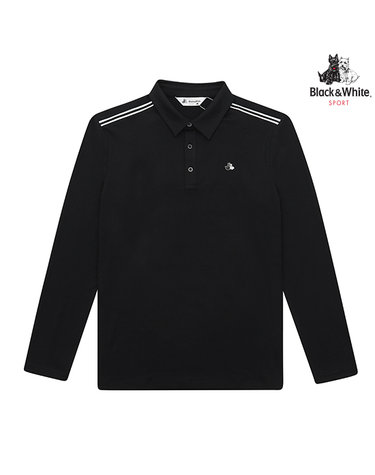 [블랙앤화이트] 남성 양면기모 Y에리 티셔츠 9343GXSP_BLACK