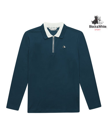 [블랙앤화이트] 남성 변형 요꼬에리 반집업 티셔츠 9103GXSP_BLUE GREEN