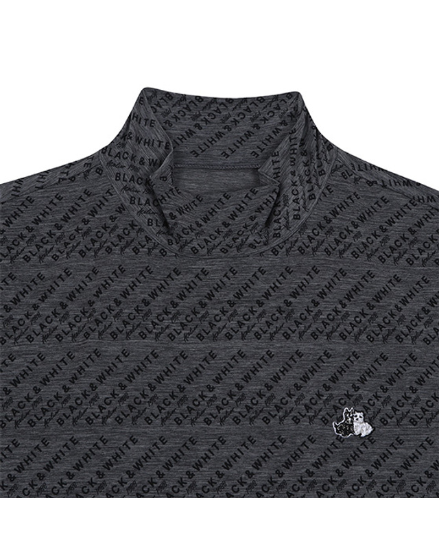 블랙앤화이트 [블랙앤화이트] 여성 로고 프린트 베이스 레이어 6915LZIP_GREY 착용컷