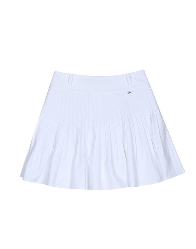 블랙앤화이트 [블랙앤화이트] 여성 솔리드 플리츠 스커트 4005LZWP_WHITE 착용컷