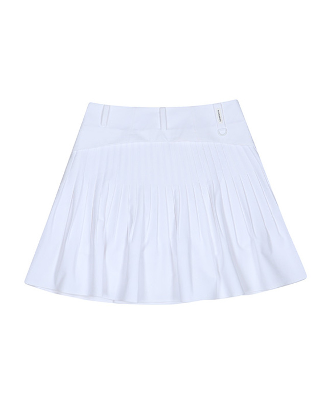 블랙앤화이트 [블랙앤화이트] 여성 솔리드 플리츠 스커트 4005LZWP_WHITE 착용컷