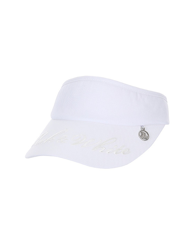 블랙앤화이트 [블랙앤화이트] 여성 로고 레터링 바이저 8735LZSP_WHITE 착용컷