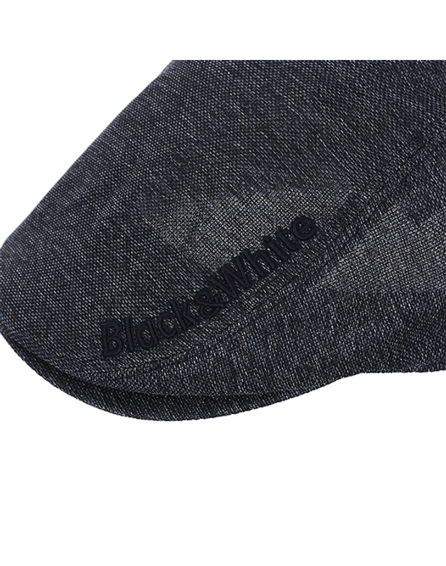 블랙앤화이트 [블랙앤화이트] 남성 로고 자수 체크 헌팅캡 8445GZSP_NAVY 착용컷