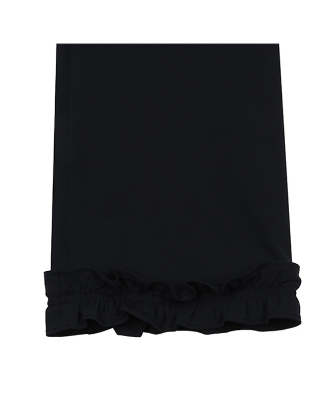 블랙앤화이트 [블랙앤화이트] 여성 8부 셔링 장식 팬츠 5165LZWN_BLACK 착용컷
