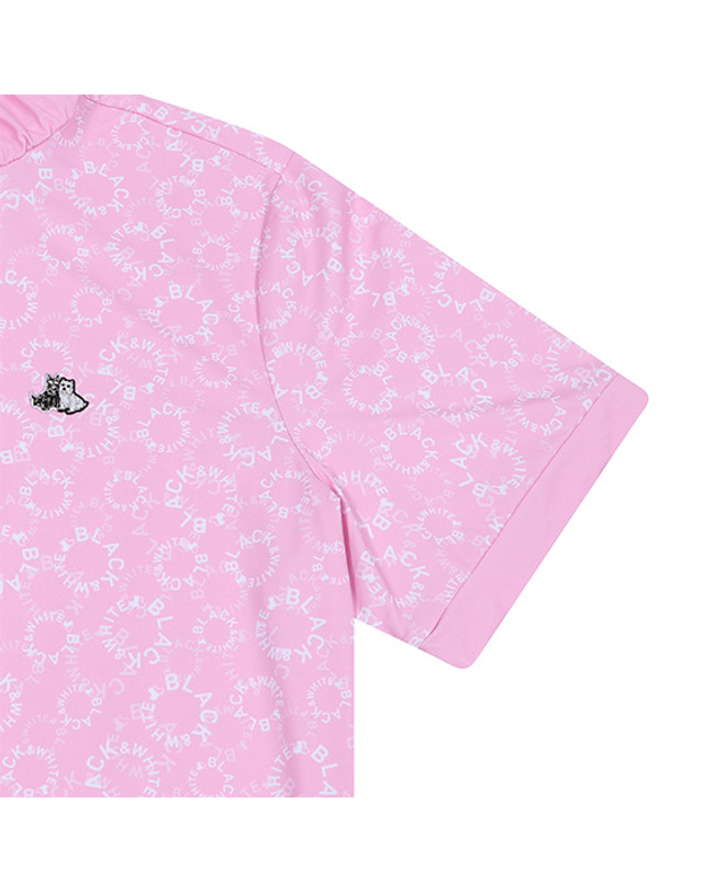 블랙앤화이트 [블랙앤화이트] 여성 프린트 하이넥 냉감 반팔 티셔츠 9515LZSS_PINK 착용컷