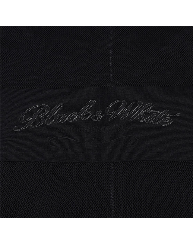 블랙앤화이트 [블랙앤화이트] 여성 니트 배색 오버핏 후드 점퍼 1155LZGN_BLACK 착용컷