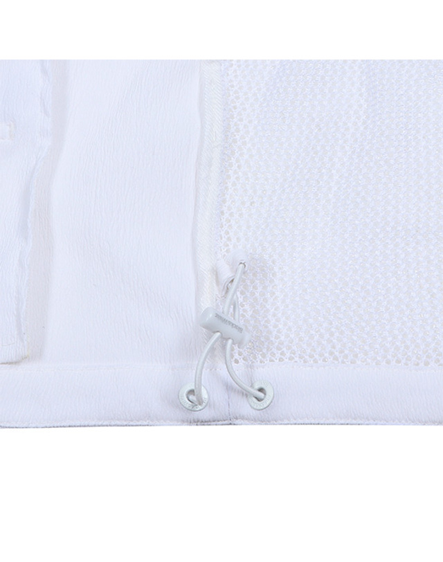 블랙앤화이트 [블랙앤화이트] 여성 니트 배색 오버핏 후드 점퍼 1155LZGN_WHITE 착용컷