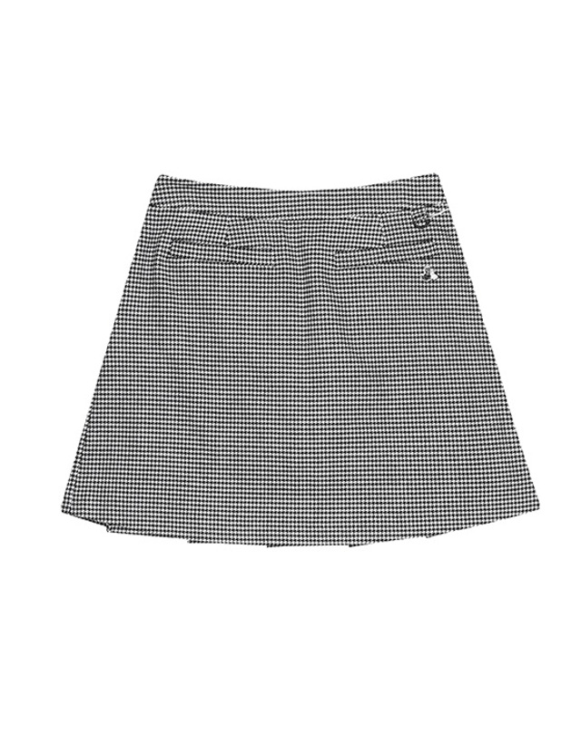 블랙앤화이트 [블랙앤화이트] 여성 하운드투스 체크 큐롯 4004LXWP_BLACK 착용컷