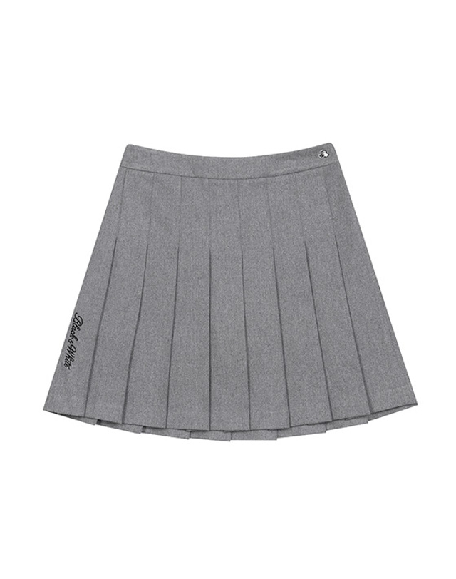 블랙앤화이트 [블랙앤화이트] 여성 긴기장 플리츠 스커트 4024LXWP_GREY 착용컷