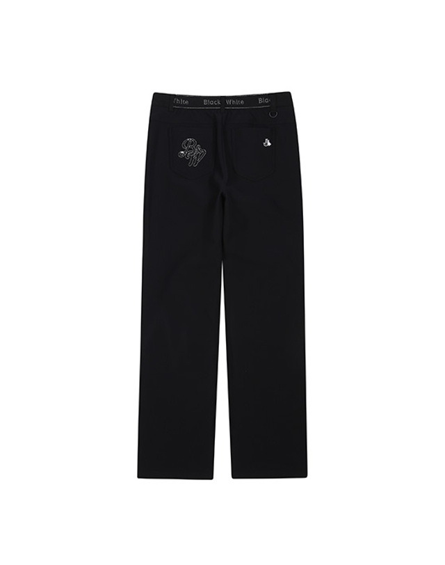 블랙앤화이트 [블랙앤화이트] 여성 패딩 기모 트리코트 반전 부츠컷 팬츠 5134LXWP_BLACK 착용컷
