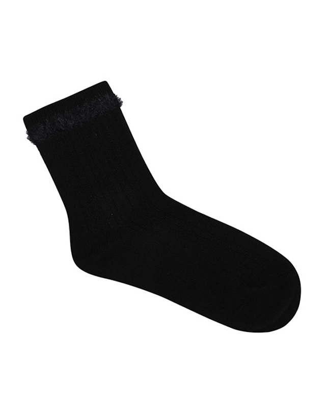 블랙앤화이트 [블랙앤화이트] 여성 부클포인트 울 중목 양말 8135LXSC_BLACK 착용컷