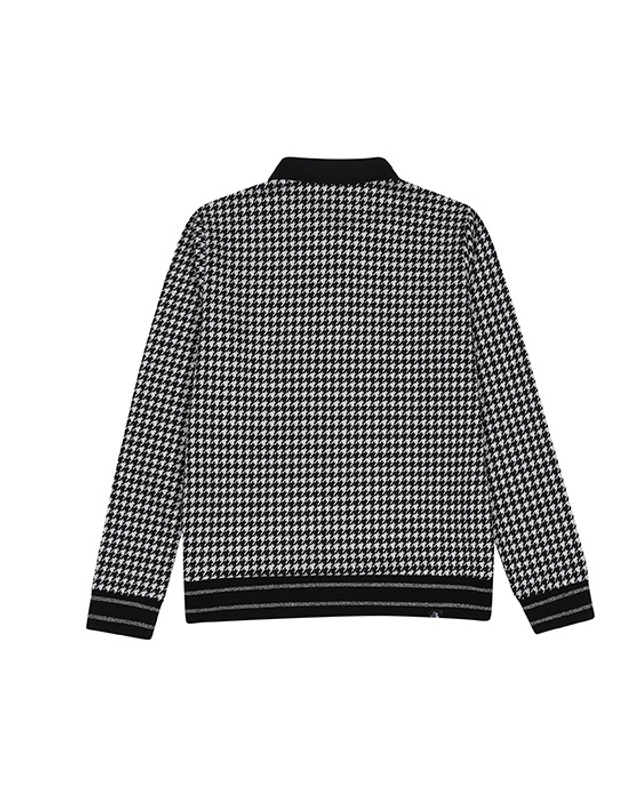 블랙앤화이트 [블랙앤화이트] 여성 하운드투스 패턴 블루종 티셔츠 9325LBJP_BLACK 착용컷