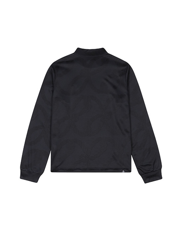 블랙앤화이트 [블랙앤화이트] 여성 밑 단스트링 자가드 티셔츠 9215LBJP_BLACK 착용컷