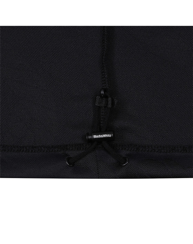블랙앤화이트 [블랙앤화이트] 여성 밑 단스트링 자가드 티셔츠 9215LBJP_BLACK 착용컷