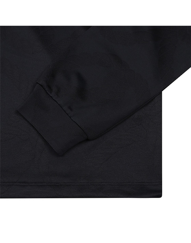 블랙앤화이트 [블랙앤화이트] 여성 밑 단스트링 자가드 티셔츠 9215LBJP_BLACK 착용컷