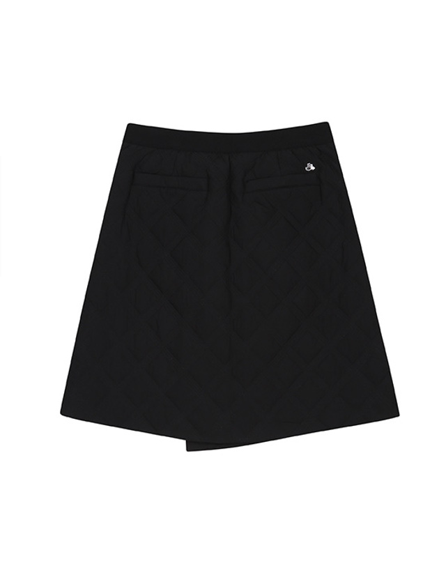 블랙앤화이트 [블랙앤화이트] 여성 벨트 장식 퀼팅 랩스커트 4015LBWP_BLACK 착용컷