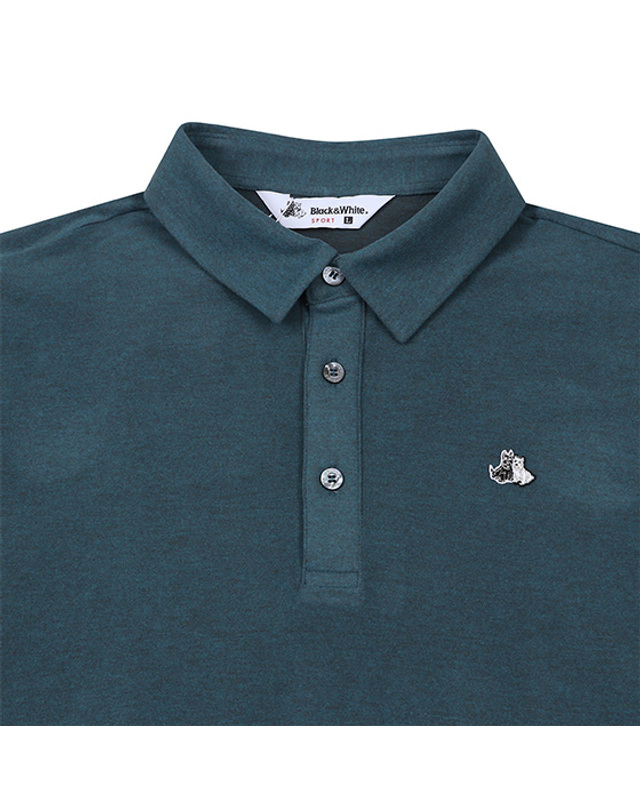 블랙앤화이트 [블랙앤화이트] 남성 AR 기모 티셔츠 9345GBSA_BLUE GREEN 착용컷