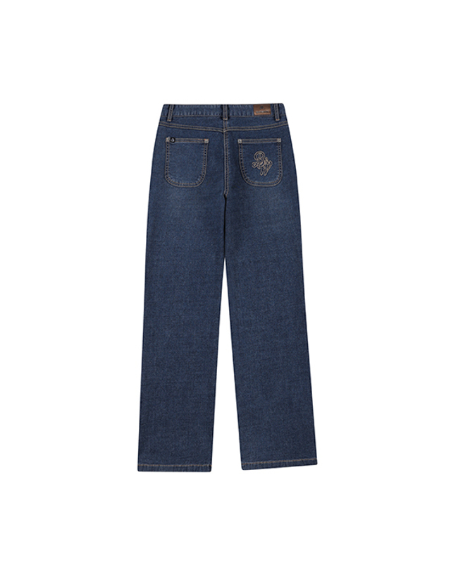 블랙앤화이트 [블랙앤화이트] 여성 리벳 장식 부츠컷 데님 5405LBWD_NAVY 착용컷