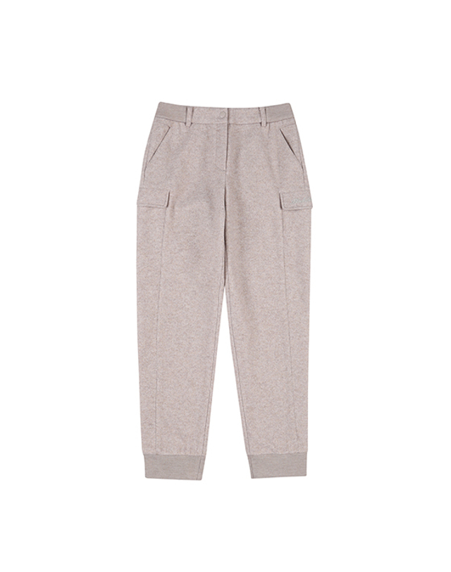 블랙앤화이트 [블랙앤화이트] 여성 울터치 멜란지 조거팬츠 5095LBWP_BEIGE 착용컷