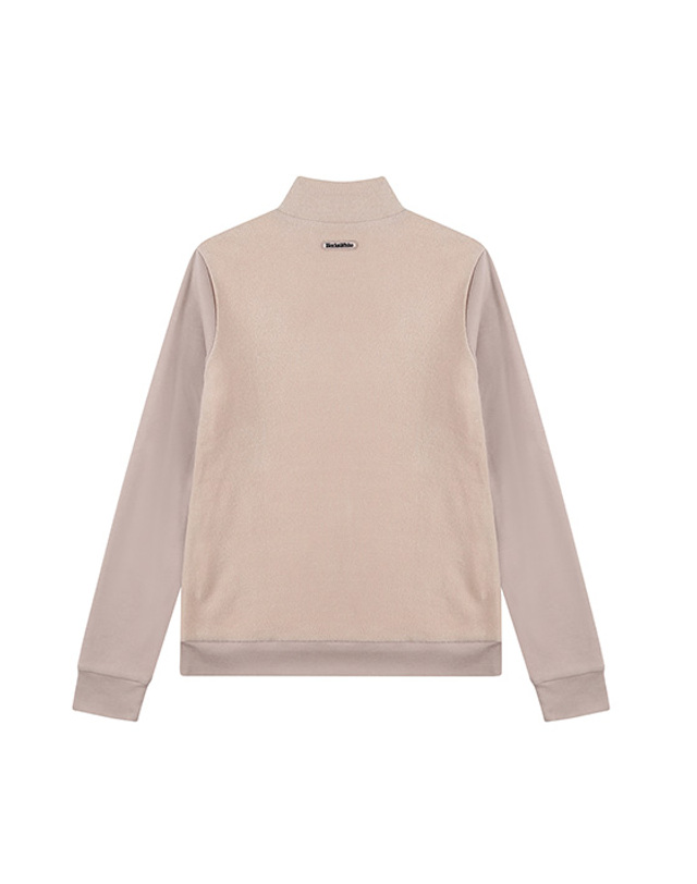 블랙앤화이트 [블랙앤화이트] 여성 가을 헤어리 블루종 긴팔 9261LDON_BEIGE 착용컷
