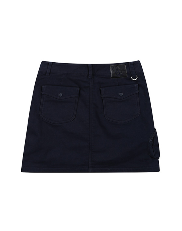 블랙앤화이트 [블랙앤화이트] 여성 수성 밍크본딩 A라인 스커트 4410LDWU_NAVY 착용컷