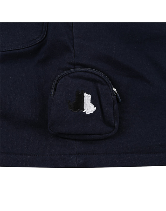 블랙앤화이트 [블랙앤화이트] 여성 수성 밍크본딩 A라인 스커트 4410LDWU_NAVY 착용컷