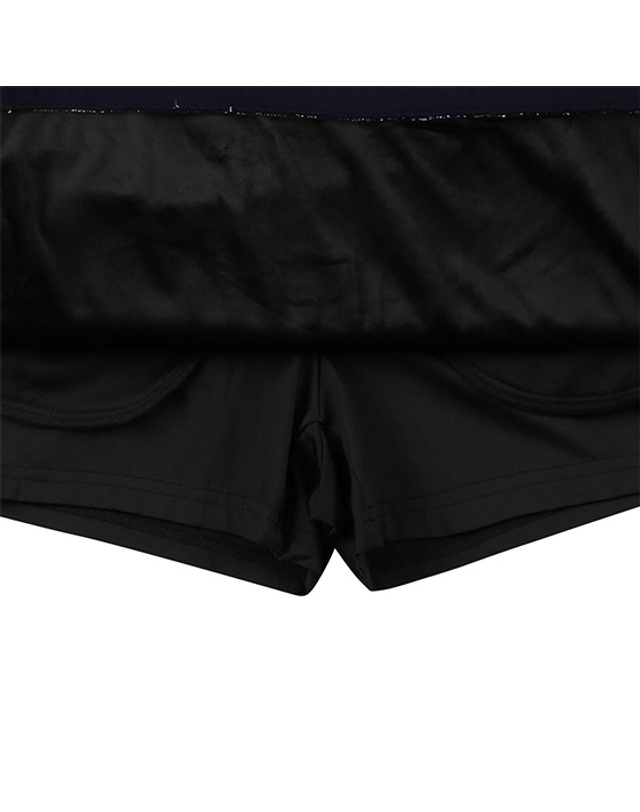 블랙앤화이트 [블랙앤화이트] 여성 수성 밍크본딩 A라인 스커트 4410LDWU_NAVY 착용컷
