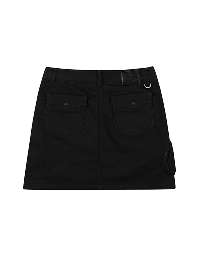 블랙앤화이트 [블랙앤화이트] 여성 수성 밍크본딩 A라인 스커트 4410LDWU_BLACK 착용컷