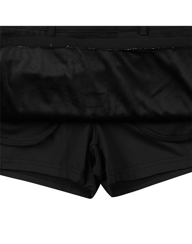 블랙앤화이트 [블랙앤화이트] 여성 수성 밍크본딩 A라인 스커트 4410LDWU_BLACK 착용컷