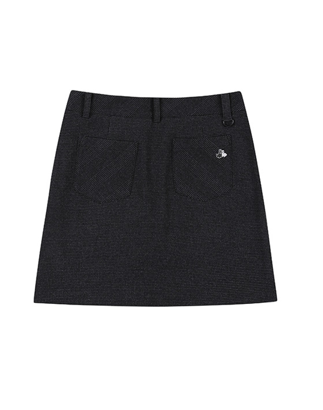 블랙앤화이트 [블랙앤화이트] 여성 가을 지도리 글렌체크 TR H라인 큐롯 4411LDOT_DARK GREY 착용컷